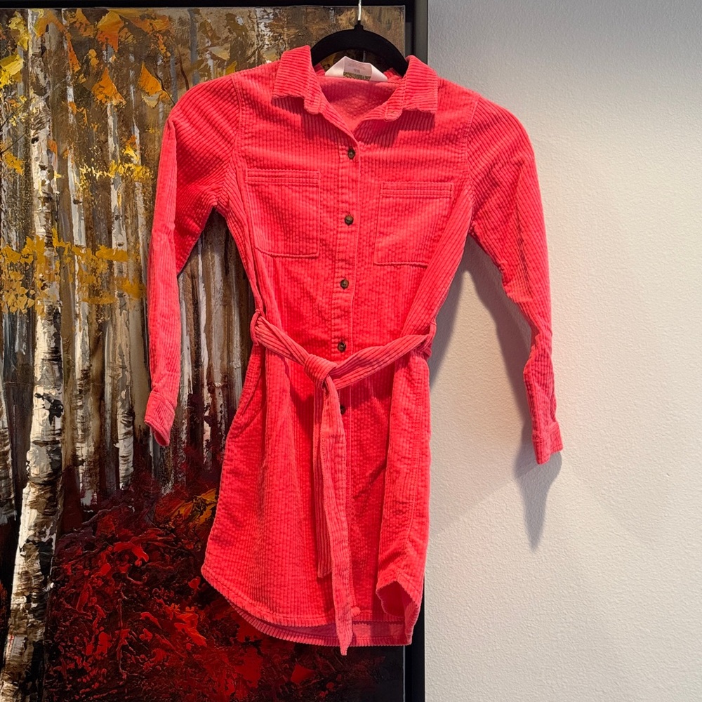 H&M Coral Pink Corduroy Button-Up Shirt